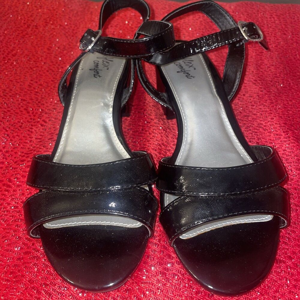 Dexflex Womens Dress Sandals Sz 8.5W Patent Leather Slingback